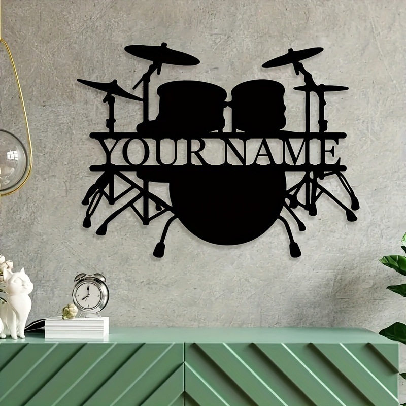 Musical Instrument With Name - Custom Drum Set Metal Wall Art