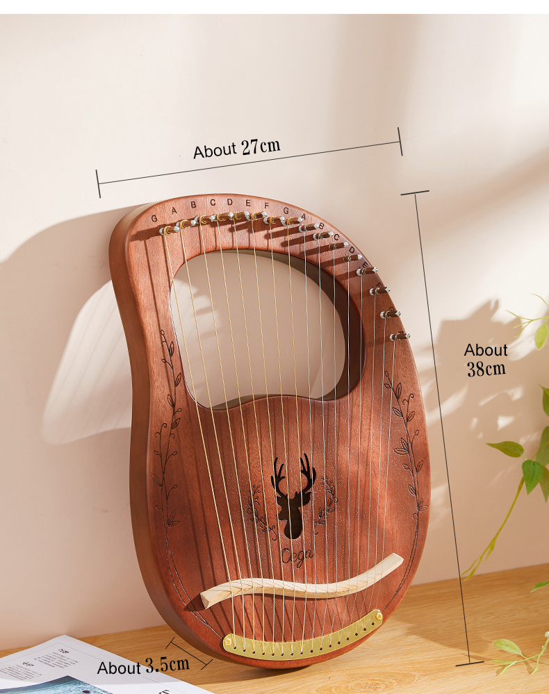16 Strings Lyre Harp Mahogany  - đánh giá và giá Musical Instrument Harp