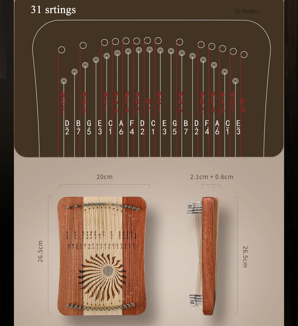 Hluru  Lyre 31 Strings Thumb K - đánh giá và giá Musical Instrument Harp